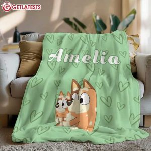 Bluey Chilli And Bingo Custom Name Fleece Blanket (2)