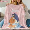 Pink Bluey Custom Name Kids Fleece Blanket (2)