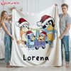 Bluey Family Christmas Custom Name Fleece Blanket (2)