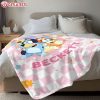 Pink Bluey And Bingo Custom Name Kids Fleece Blanket (3)