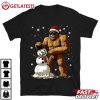 Bigfoot Santa Snowman Graphic Christmas T Shirt (2)