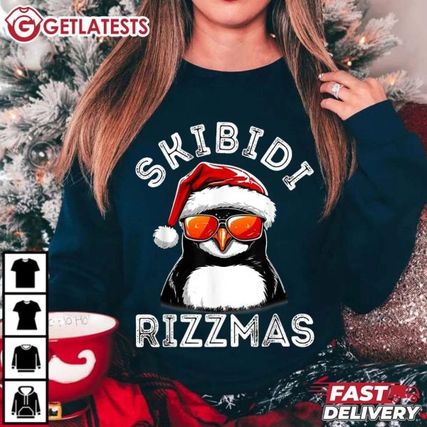 Skibidi Rizzmas Gen Alpha Slang Funny Christmas Penguin T Shirt (1)