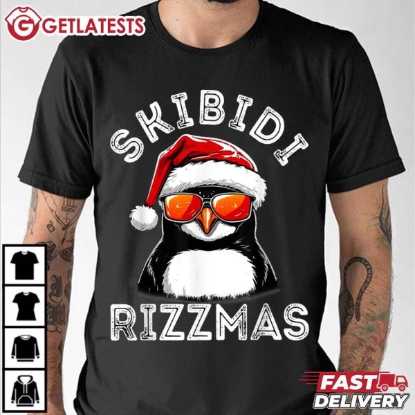 Skibidi Rizzmas Gen Alpha Slang Funny Christmas Penguin T Shirt (3)