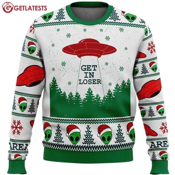 Alien UFO Get In Loser Ugly Christmas Sweater (3)