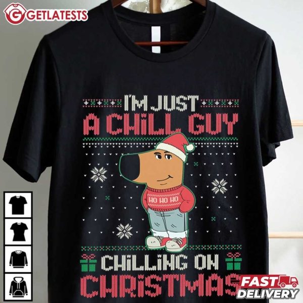 Chill Guy Chilling On Christmas Funny Meme T Shirt (2)