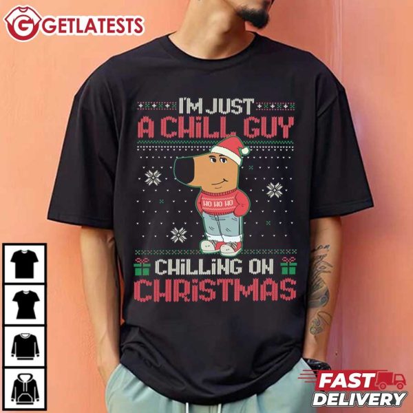 Chill Guy Chilling On Christmas Funny Meme T Shirt (3)