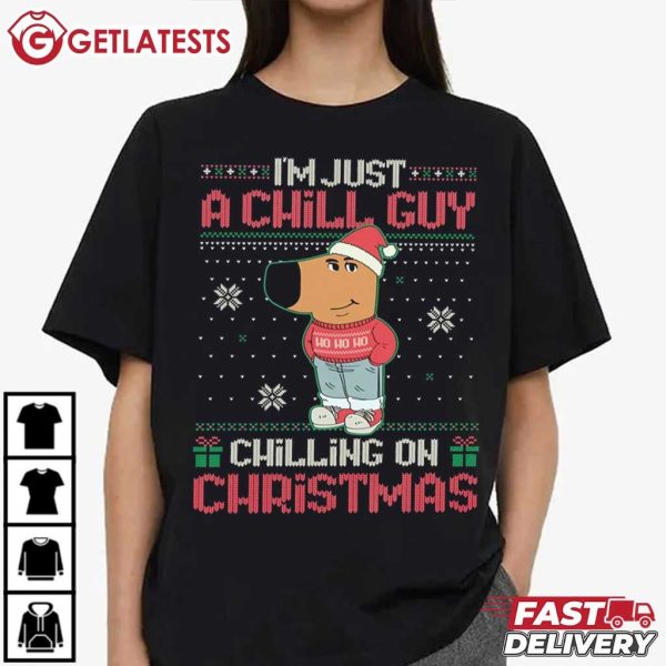 Chill Guy Chilling On Christmas Funny Meme T Shirt (4)