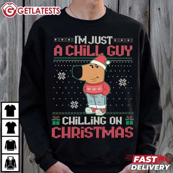 Chill Guy Chilling On Christmas Funny Meme T Shirt (1)