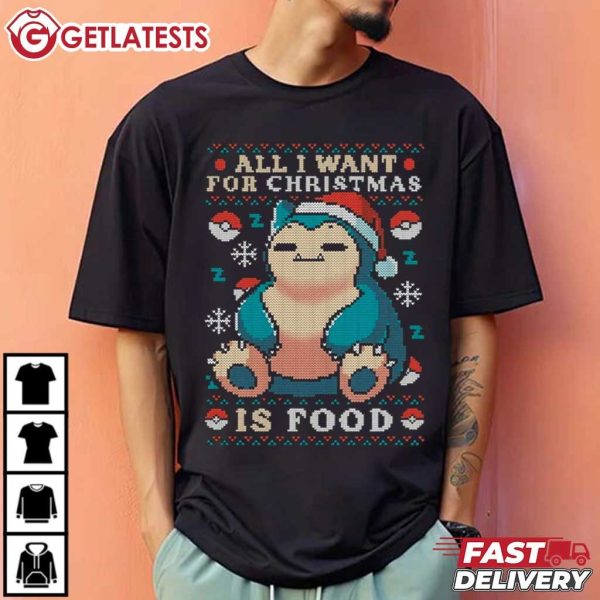 Snorlax All I Want For Christmas Is Food Pokemon T Shirt (4)