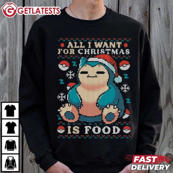 Snorlax All I Want For Christmas Is Food Pokemon T Shirt (1)