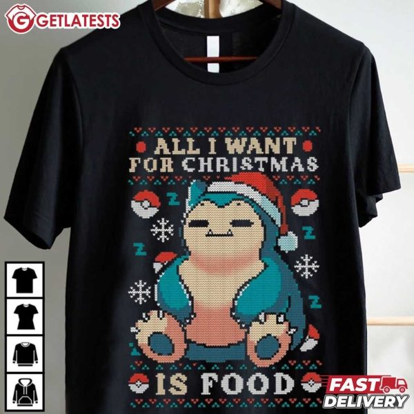 Snorlax All I Want For Christmas Is Food Pokemon T Shirt (2)