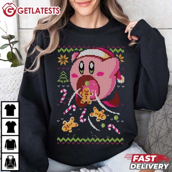 Kirby Cute Pink Hurry Kirby Christmas T Shirt (4)