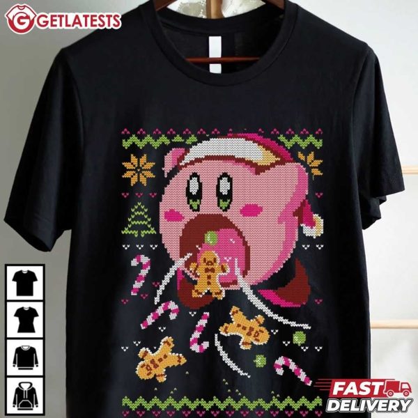 Kirby Cute Pink Hurry Kirby Christmas T Shirt (2)