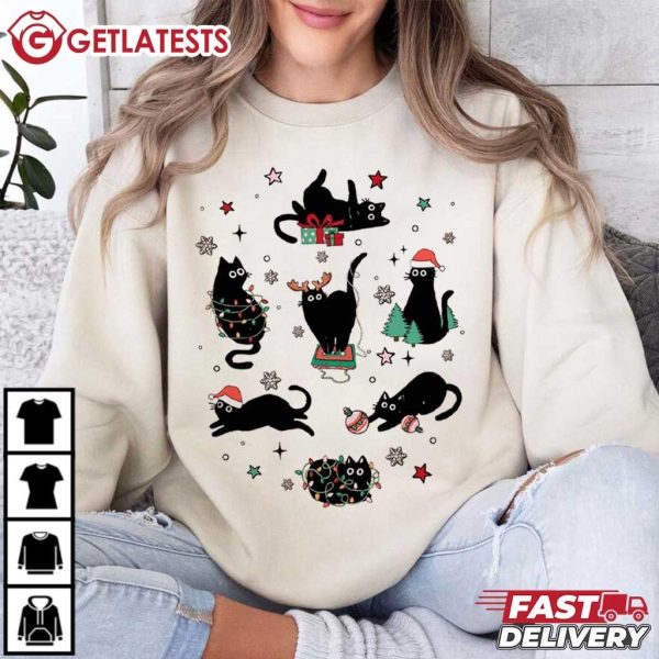 Black Cats Christmas Gift For Cat Lover T Shirt (1)