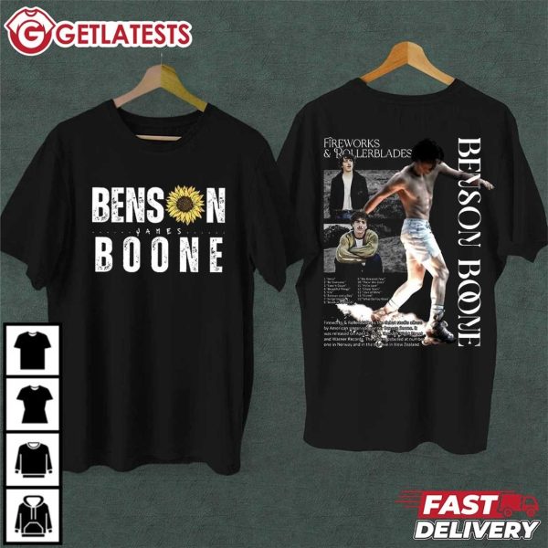 Benson Boone Fireworks and Rollerblades World Tour Sunflower T Shirt (2)