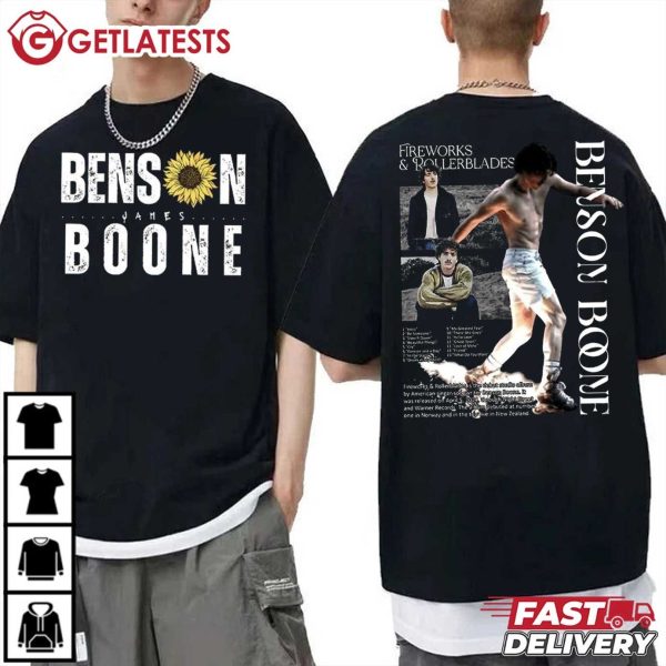 Benson Boone Fireworks and Rollerblades World Tour Sunflower T Shirt (1)