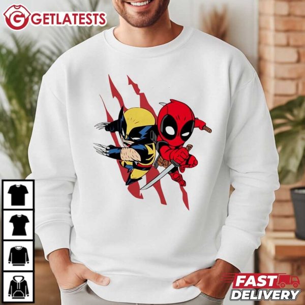 Deadpool And Wolverine Cute Chibi Movie T Shirt (1)