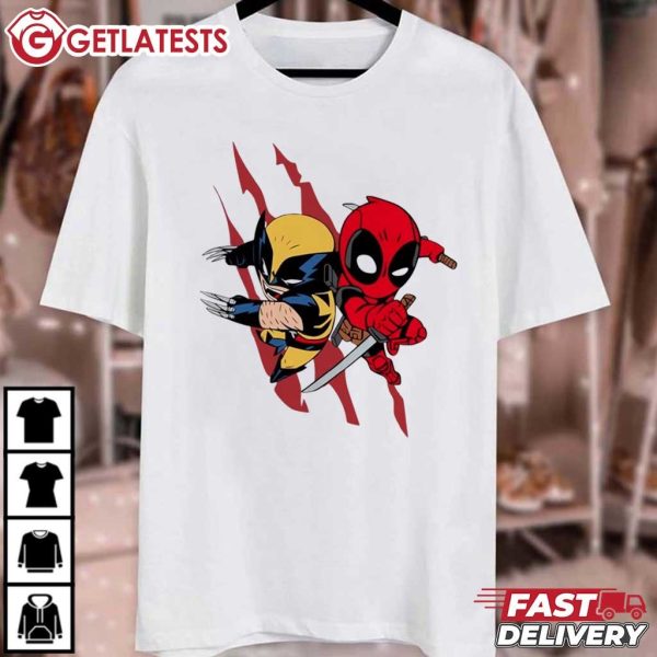 Deadpool And Wolverine Cute Chibi Movie T Shirt (2)