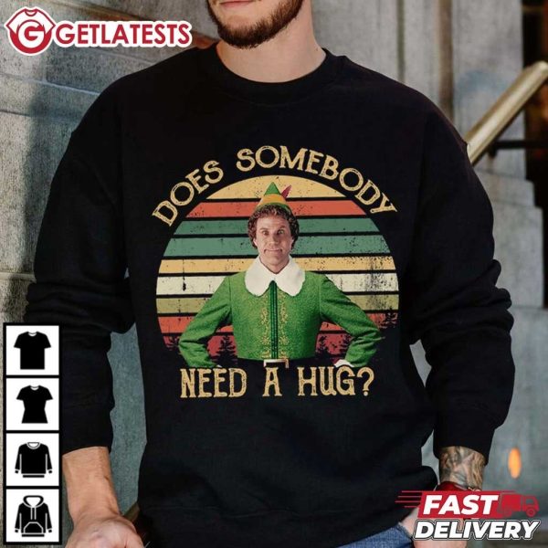 Buddy Elf Does Somebody Need A Hug Christmas Movie T Shirt (1)