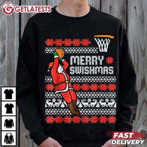 Merry Swishmas Santa Plays Basketball Funny Christmas T Shirt (3)