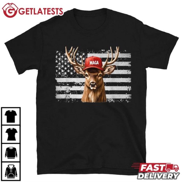 Retro Deer Maga USA Flag Hunting Season T Shirt (2)