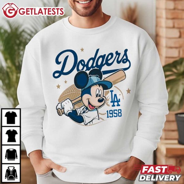 Mickey Mouse Dodgers 1958 Baseball T Shirt (1)