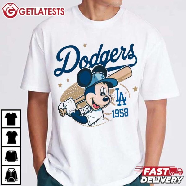 Mickey Mouse Dodgers 1958 Baseball T Shirt (4)