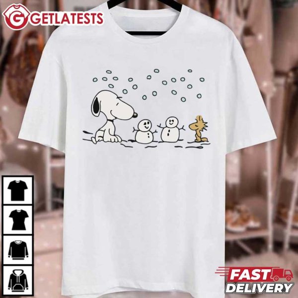 Snoopy Woodstock And Snowman Cute Christmas T Shirt (2)