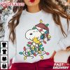 Snoopy Hold Woodstock Cute Christmas Light T Shirt (1)