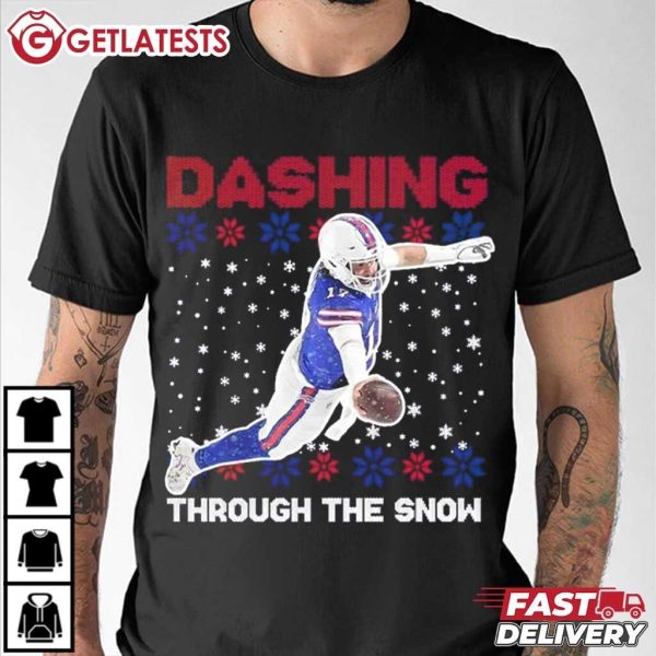 Josh Allen Dashing Through The Snow Ugly Christmas T Shirt (3)