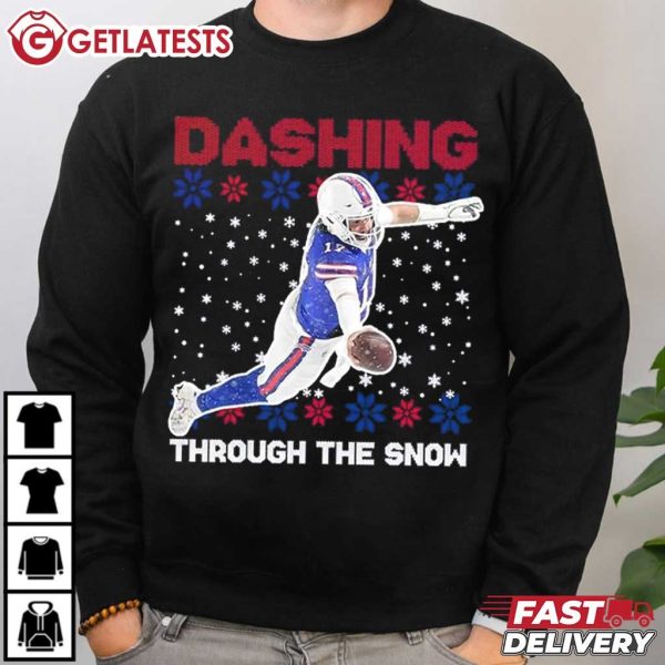 Josh Allen Dashing Through The Snow Ugly Christmas T Shirt (1)