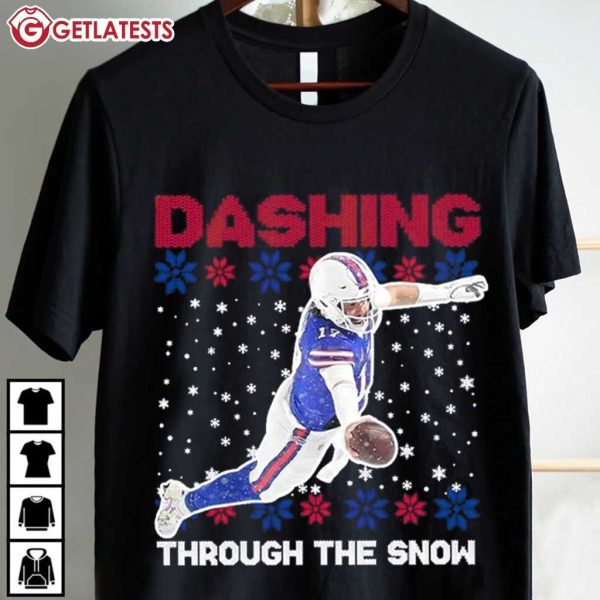 Josh Allen Dashing Through The Snow Ugly Christmas T Shirt (2)