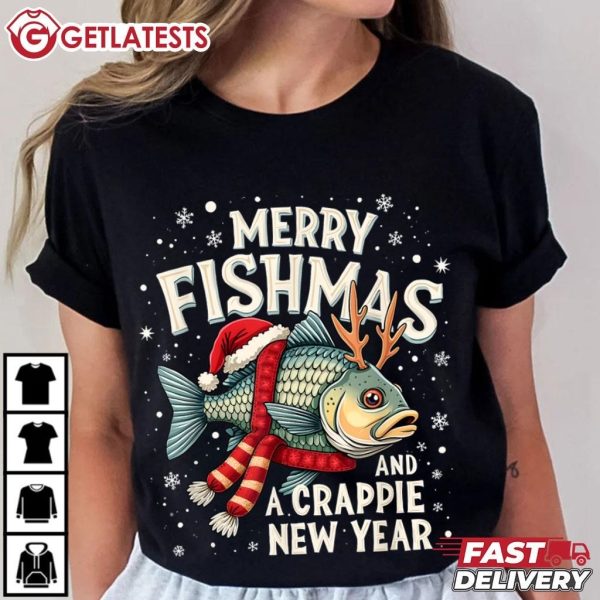 Merry Fishmas And A Crappie New Year Funny Fishing T Shirt (3)