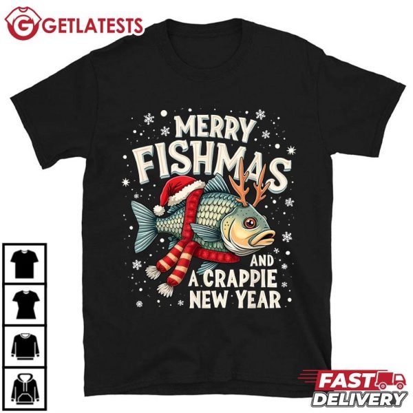 Merry Fishmas And A Crappie New Year Funny Fishing T Shirt (2)