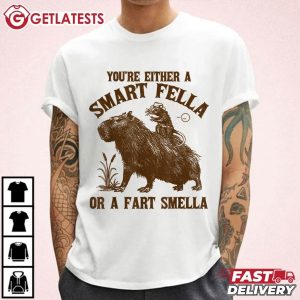 Rat Riding Capybara You're Either A Smart Fella Or A Fart Smella T Shirt (3)