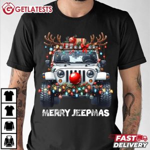 Merry Jeepmas Ugly Light Reindeer Christmas T Shirt (3)