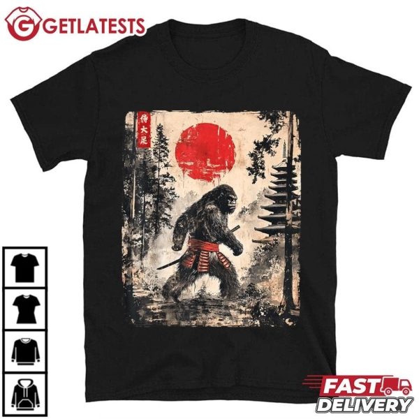 Samurai Bigfoot Japanese Funny Vintage Graphic Art T Shirt (2)