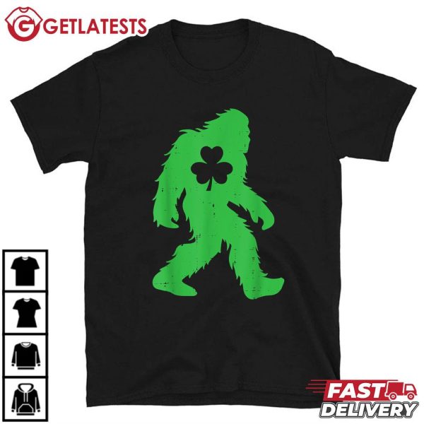 Bigfoot St Patrick's Day Sasquatch Shamrock T Shirt (2)