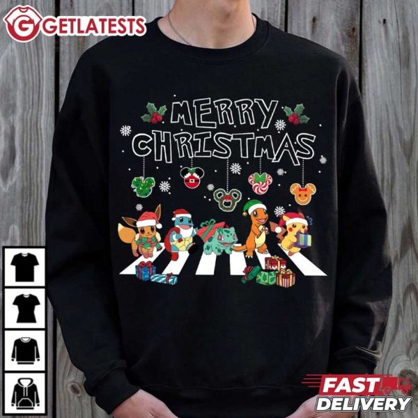 Merry Christmas Cute Pokemon Abbey Road Anime T Shirt (1)