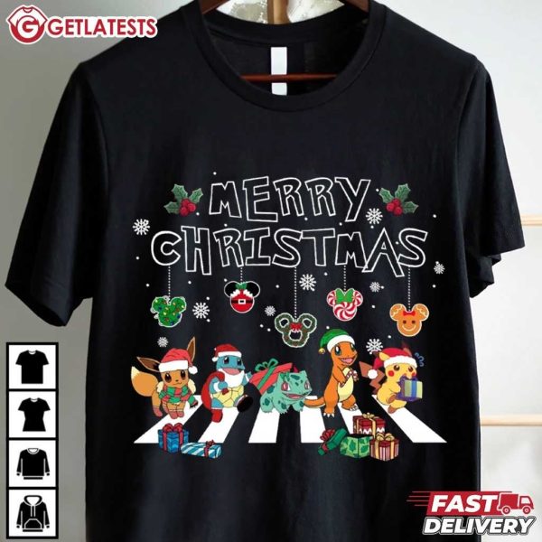 Merry Christmas Cute Pokemon Abbey Road Anime T Shirt (2)