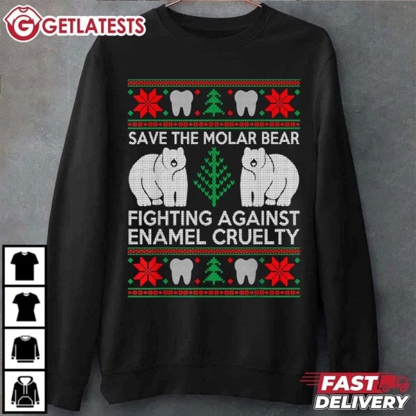 Save The Molar Bear Dental Dentist Funny Ugly Christmas T Shirt (1)