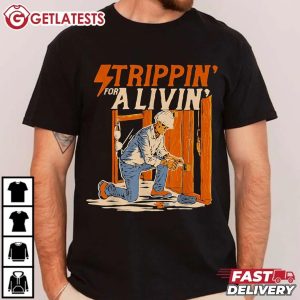 Trippin' For A Livin' Funny Skeleton Electrician T Shirt (1)