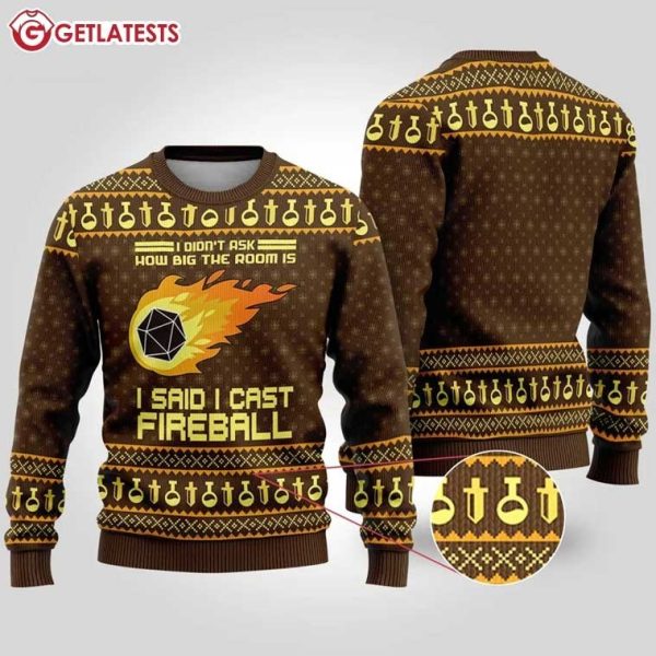 DnD How Big The Room Cast Fireball Ugly Christmas Sweater (2)