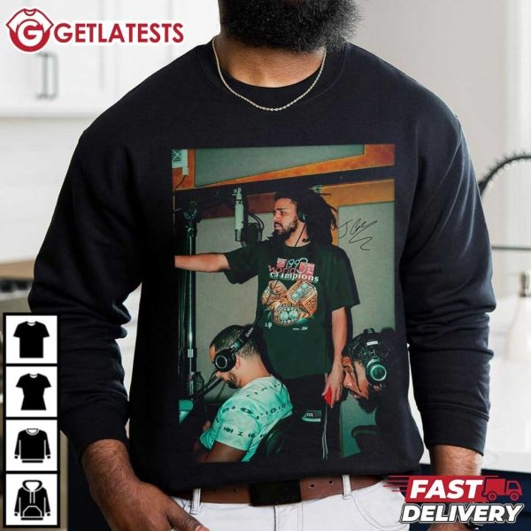 J Cole in Music Studio Album 90s Hip Hop Vintage T Shirt (1)