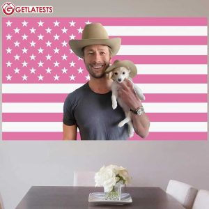 Glen Powell Cowboy Pink American Flag Wall Tapestry