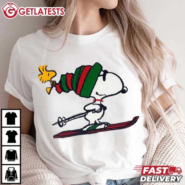 Snoopy and Woodstock Ski Christmas T Shirt (3)