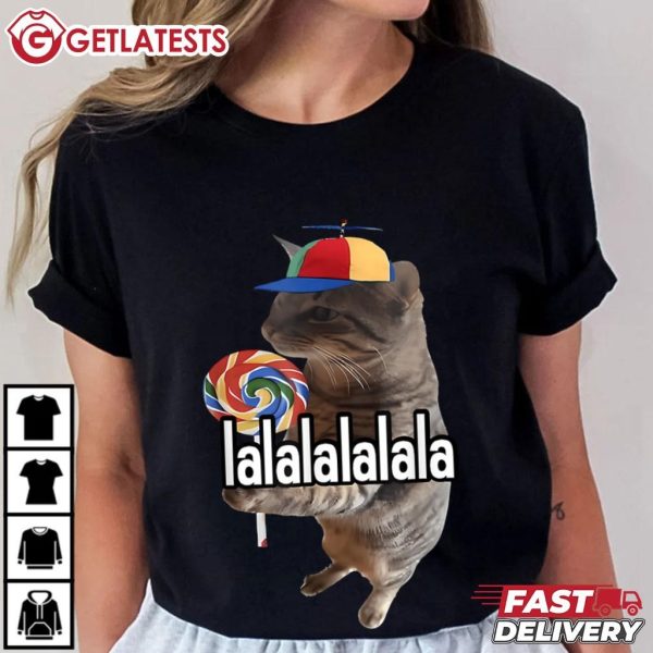 Silly Cat With Lollipop Meme T Shirt (1)