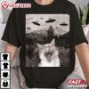 Cat Selfie With UFO Funny Cat Meme T Shirt (1)