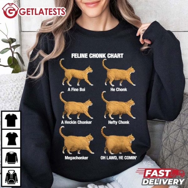 Feline Chonk Chart Oh Lawd He Comin Cat Meme T Shirt (4)