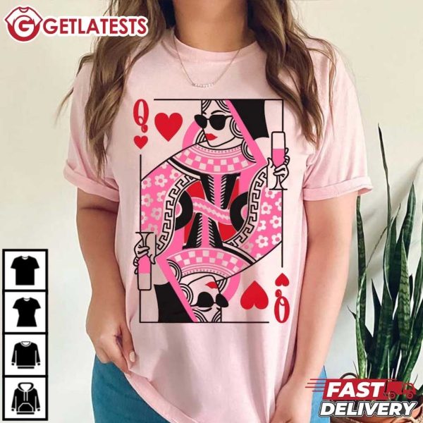 Queen Of Hearts Card Valentines Day T Shirt (4)